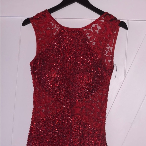 Ruby Red Beaded Homecoming Dress - Picture 5 of 7
